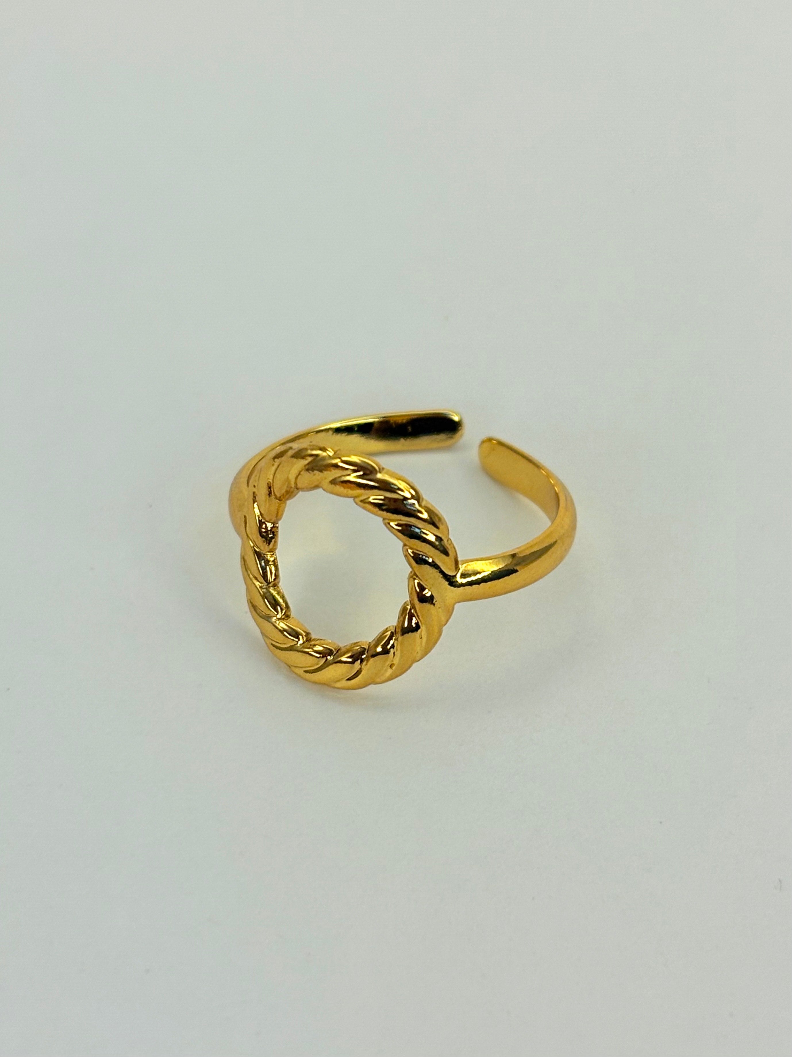 Gold Plated Anti Tarnish Adjustable Braided Ring